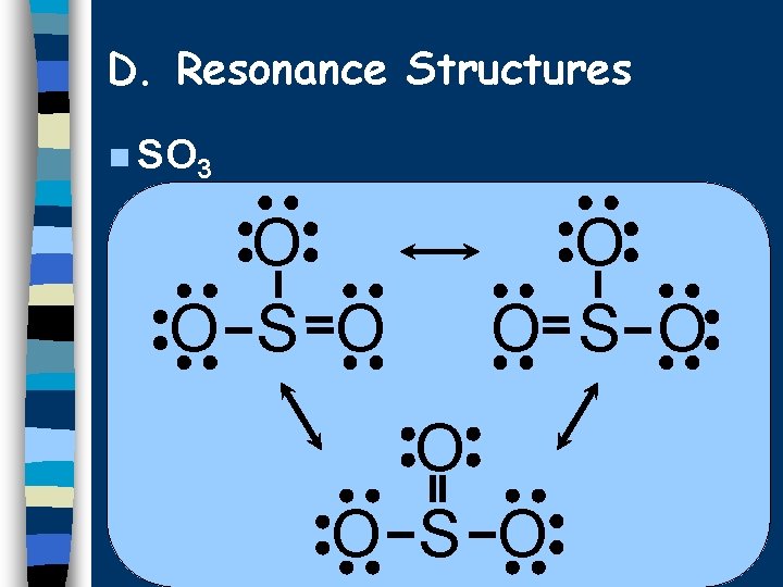 D. Resonance Structures n SO 3 O O S O 