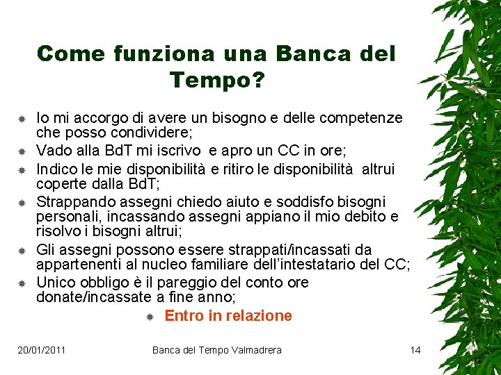 Come funziona una Banca del Tempo? Io mi accorgo di avere un bisogno e