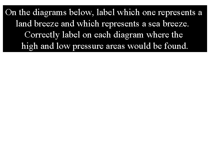 On the diagrams below, label which one represents a land breeze and which represents