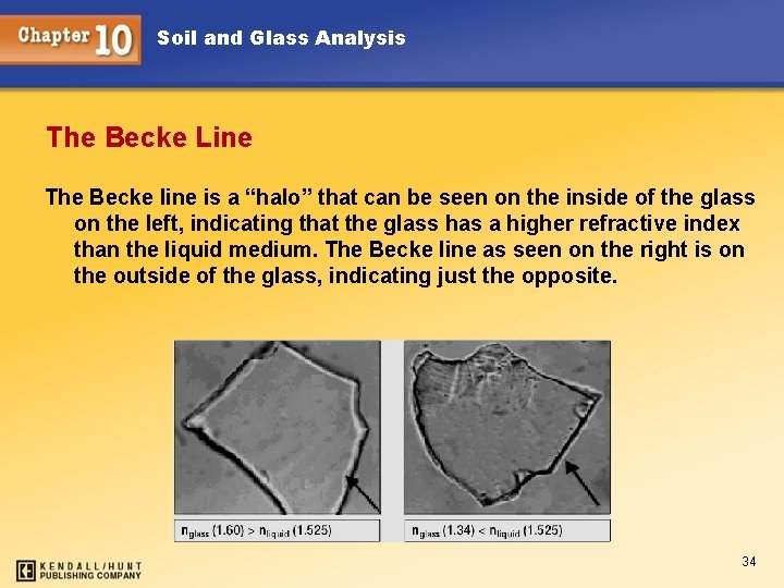 Soil and Glass Analysis The Becke Line The Becke line is a “halo” that
