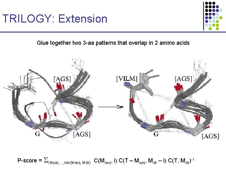 TRILOGY: Extension Glue together two 3 -aa patterns that overlap in 2 amino acids