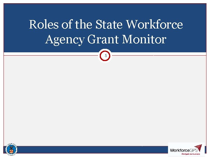 Roles of the State Workforce Agency Grant Monitor 5 
