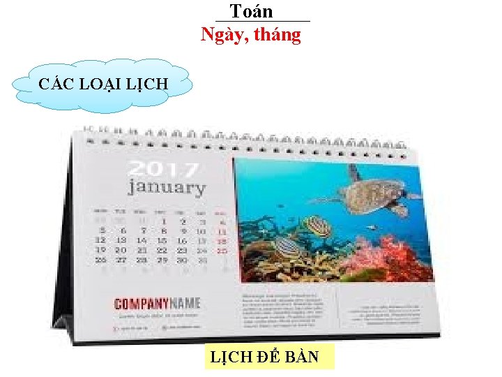 Toán Ngày, tháng CÁC LOẠI LỊCH ĐỂ BÀN 