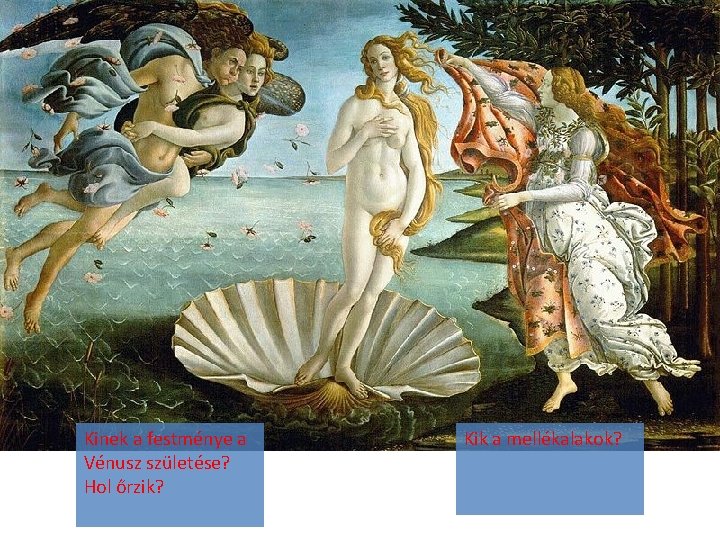 Kinek a festménye a Vénusz születése? Hol őrzik? Kik a mellékalakok? 