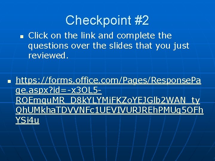 Checkpoint #2 n n Click on the link and complete the questions over the Checkpoint #2 n n Click on the link and complete the questions over the
