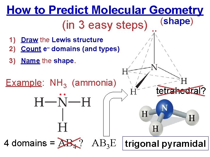 How to Predict Molecular Geometry (shape) (in 3 easy steps) 1) Draw the Lewis