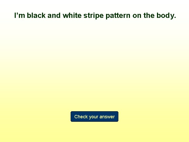 I’m black and white stripe pattern on the body. Check your answer 