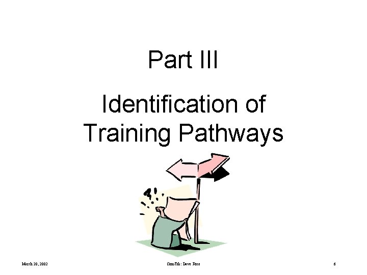 Part III Identification of Training Pathways March 20, 2002 Com. Tek: Dave Rose 6