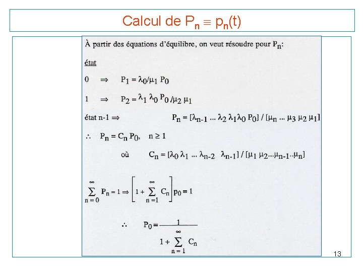 Calcul de Pn pn(t) 13 