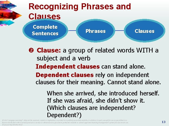 Recognizing Phrases and Clauses Complete Sentences Phrases Clauses Clause: a group of related words