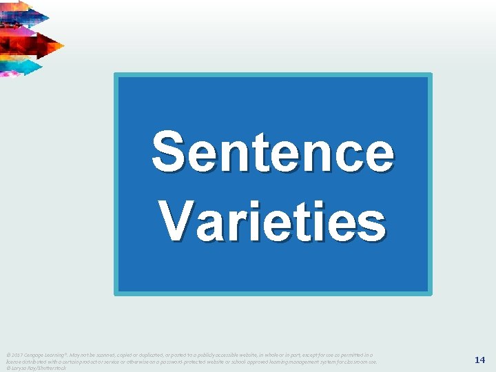 Sentence Varieties © © 2017 Cengage Learning®. May not be be scanned, copied or