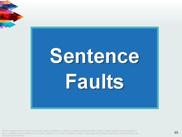 Sentence Faults © © 2017 Cengage Learning®. May not be be scanned, copied or