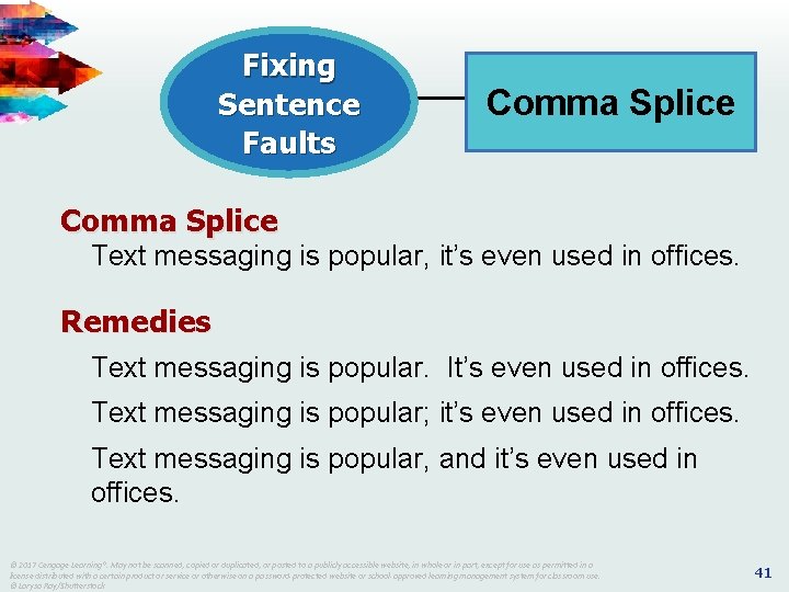 Fixing Sentence Faults Comma Splice Text messaging is popular, it’s even used in offices.