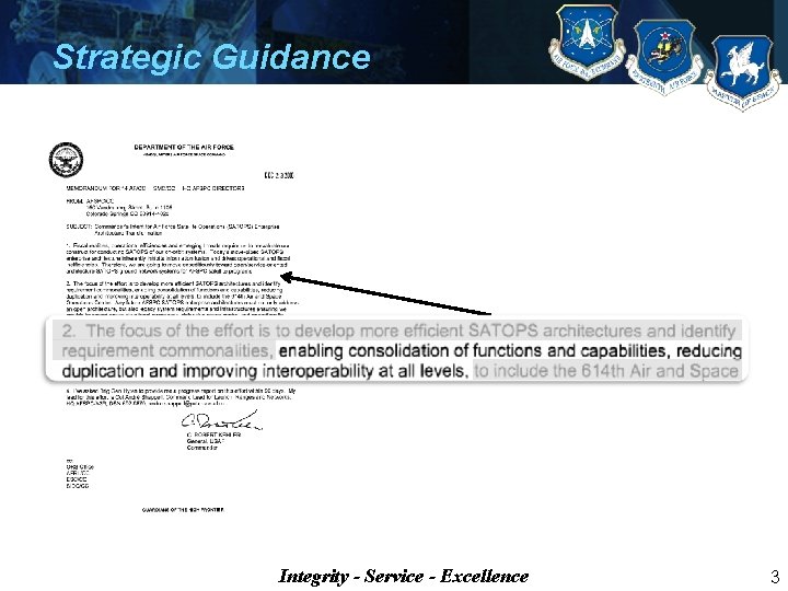 Strategic Guidance Integrity - Service - Excellence 3 