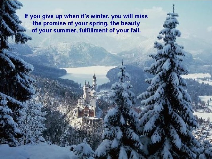If you give up when it's winter, you will miss the promise of your