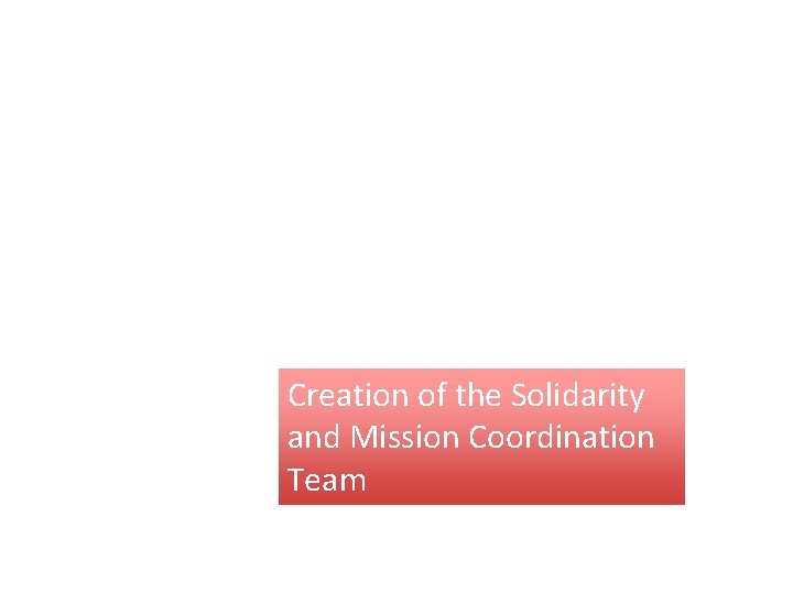 Creation of the Solidarity and Mission Coordination Team 