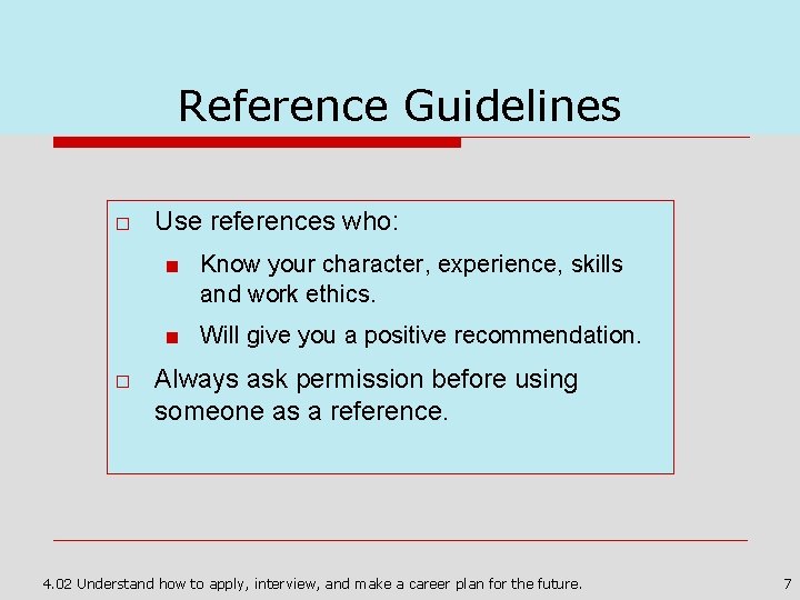 Reference Skills 2 Example Exploring Careers and Employment 2 0 Understand job
