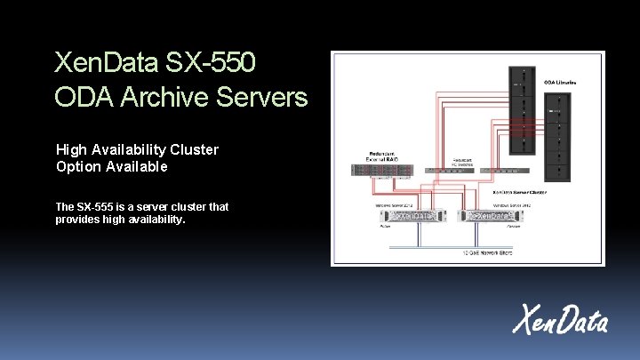 Xen. Data SX-550 ODA Archive Servers High Availability Cluster Option Available The SX-555 is