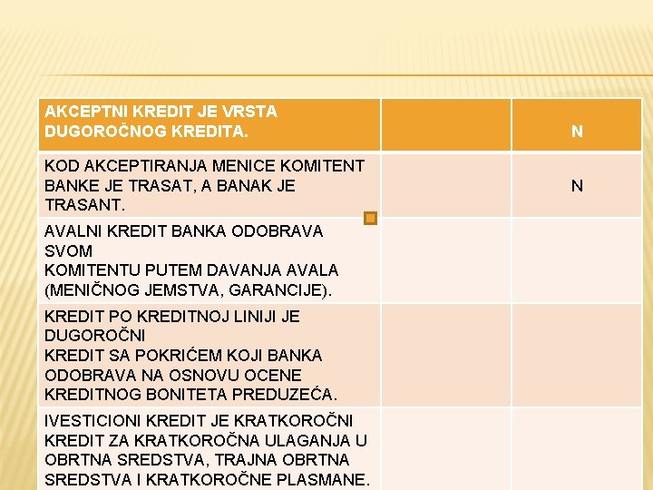 AKCEPTNI KREDIT JE VRSTA DUGOROČNOG KREDITA. KOD AKCEPTIRANJA MENICE KOMITENT BANKE JE TRASAT, A