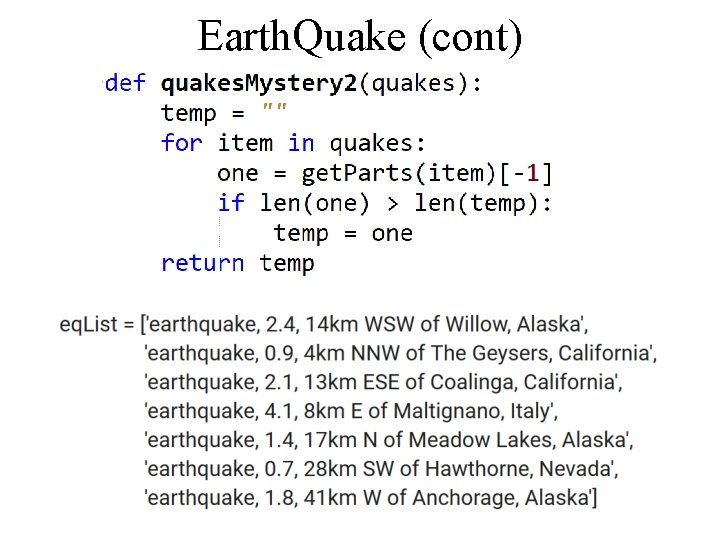 Earth. Quake (cont) compsci 101 fall 17 25 