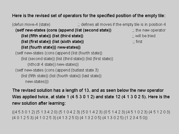 Here is the revised set of operators for the specified position of the empty