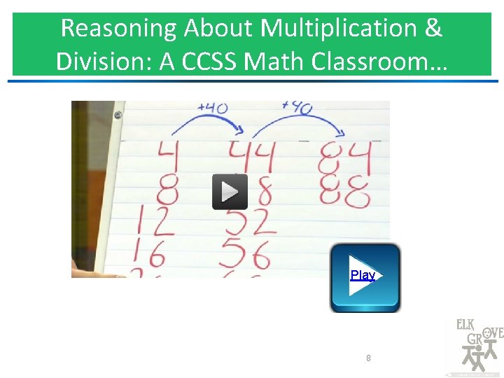 Reasoning About Multiplication & Division: A CCSS Math Classroom… Play 8 