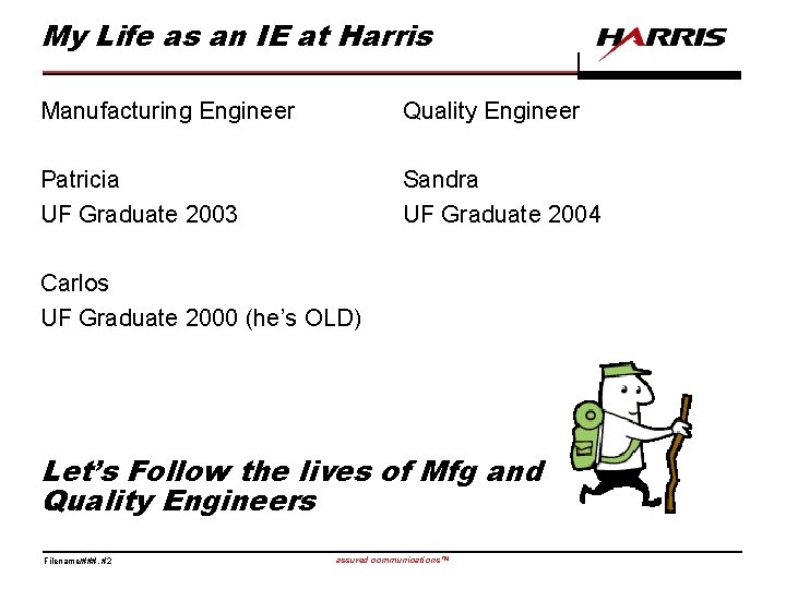 My Life as an IE at Harris Manufacturing Engineer Quality Engineer Patricia UF Graduate