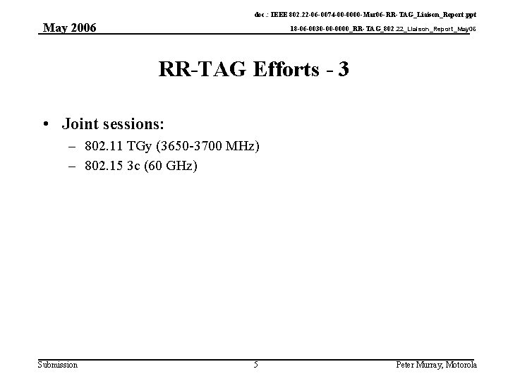 doc. : IEEE 802. 22 -06 -0074 -00 -0000 -Mar 06 -RR-TAG_Liaison_Report. ppt May