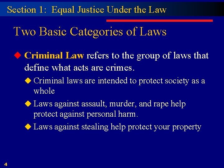 Chapter 7 The Judicial Branch Section 1 Equal