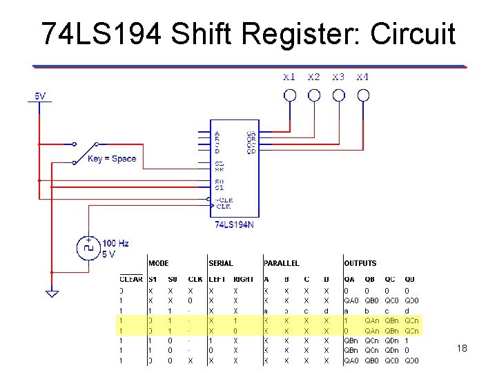 74 LS 194 Shift Register: Circuit 18 