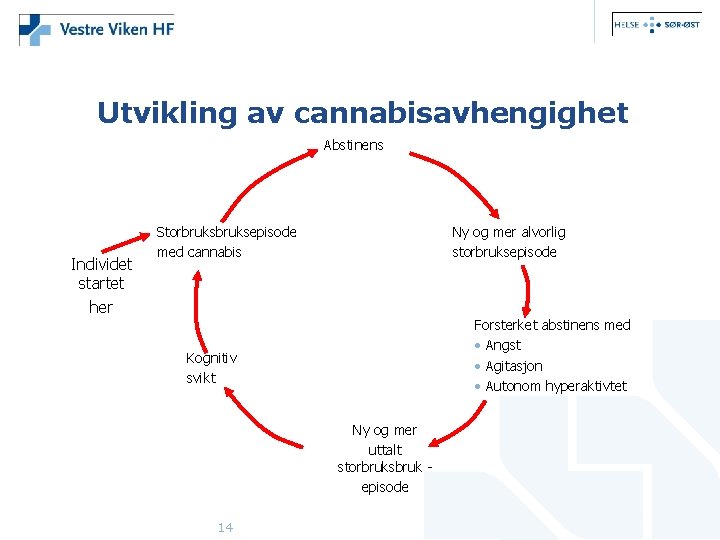 Utvikling av cannabisavhengighet Abstinens Individet startet her Storbruksepisode med cannabis Ny og mer alvorlig