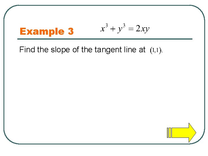 Example 3 Find the slope of the tangent line at . 