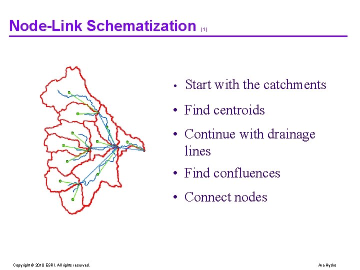 Node-Link Schematization • (1) Start with the catchments • Find centroids • Continue with