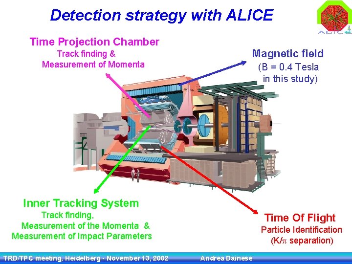 Detection strategy with ALICE Time Projection Chamber Track finding & Measurement of Momenta Magnetic