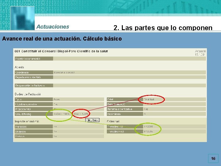 Actuaciones 2. Las partes que lo componen Avance real de una actuación. Cálculo básico