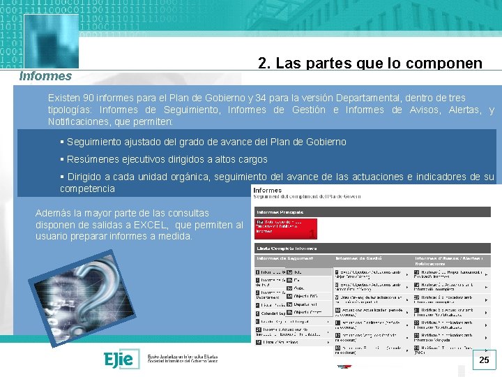 Informes 2. Las partes que lo componen Existen 90 informes para el Plan de