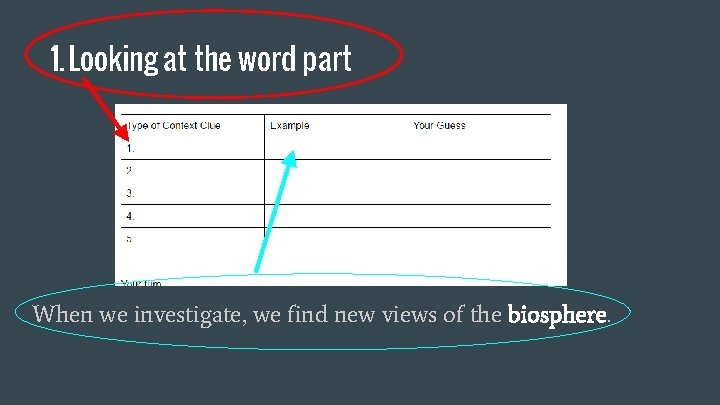 1. Looking at the word part When we investigate, we find new views of 1. Looking at the word part When we investigate, we find new views of