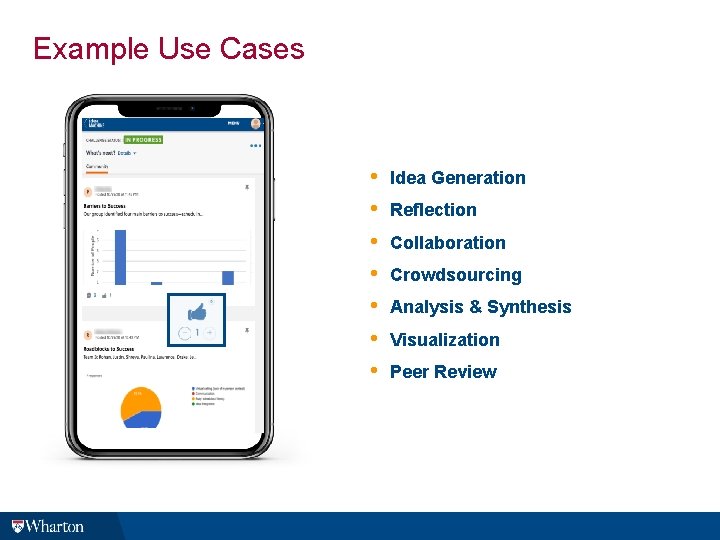 Example Use Cases • • Idea Generation Reflection Collaboration Crowdsourcing Analysis & Synthesis Visualization Example Use Cases • • Idea Generation Reflection Collaboration Crowdsourcing Analysis & Synthesis Visualization