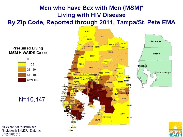 Men who have Sex with Men (MSM)* Living with HIV Disease By Zip Code,