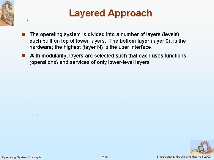 Layered Approach n The operating system is divided into a number of layers (levels),