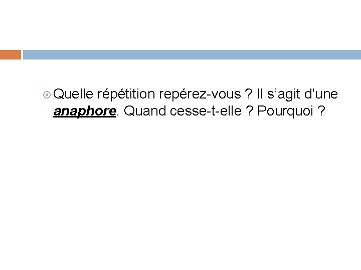  Quelle répétition repérez-vous ? Il s’agit d’une anaphore. Quand cesse-t-elle ? Pourquoi ?