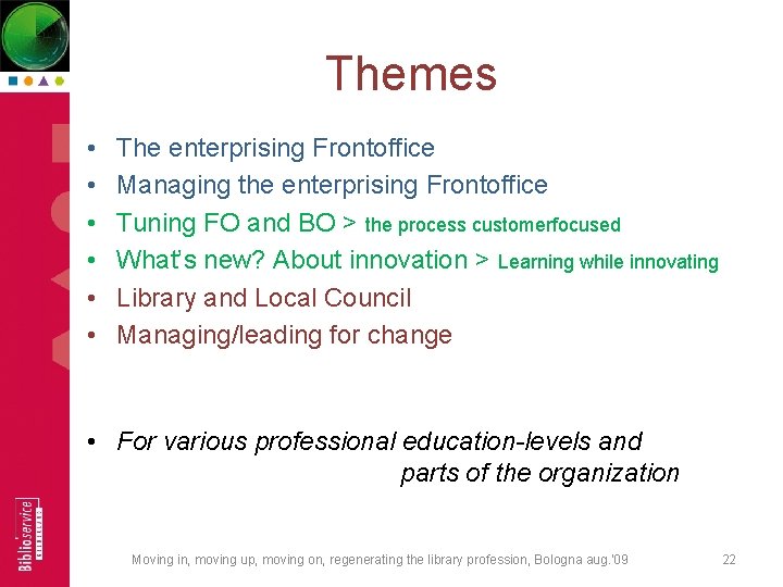 Themes • • • The enterprising Frontoffice Managing the enterprising Frontoffice Tuning FO and