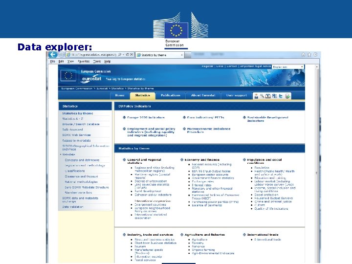 Data explorer: Eurostat ESTAT 