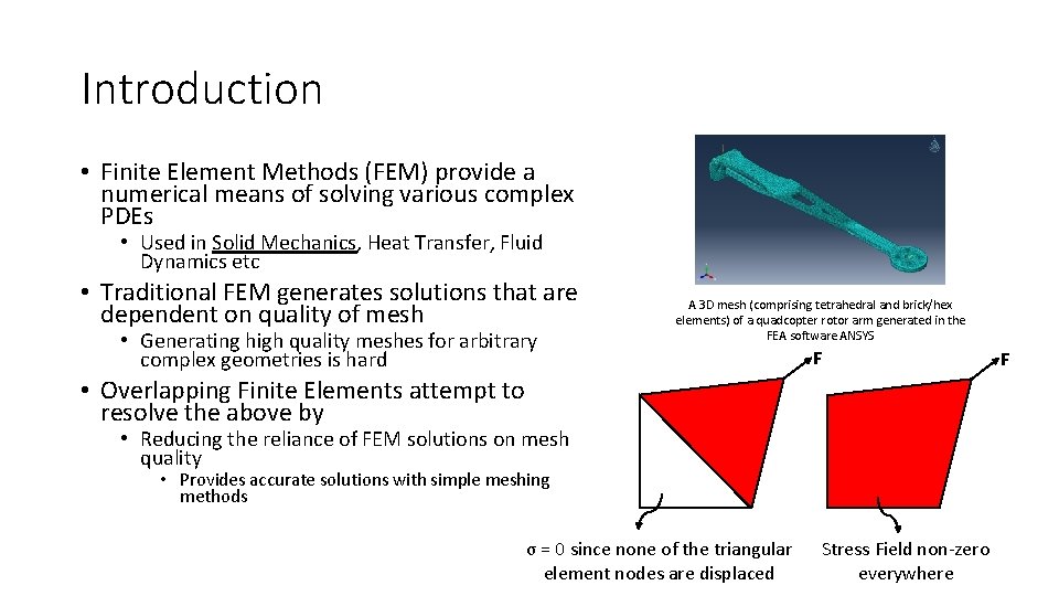 Introduction • Finite Element Methods (FEM) provide a numerical means of solving various complex