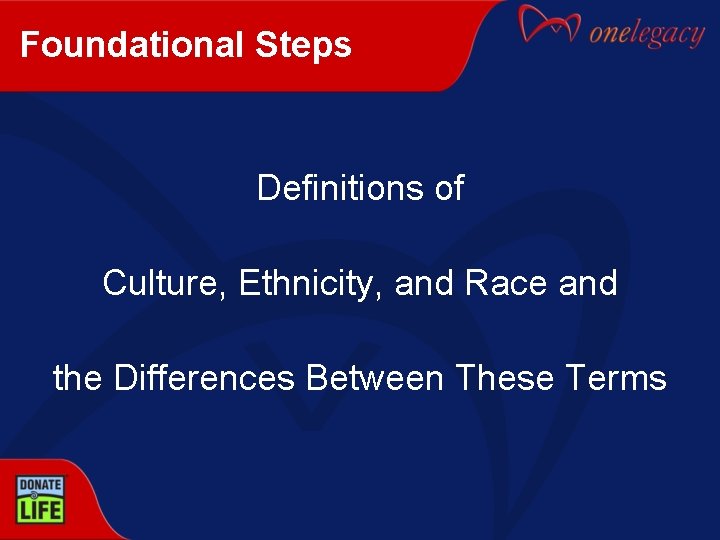 Foundational Steps Definitions of Culture, Ethnicity, and Race and the Differences Between These Terms