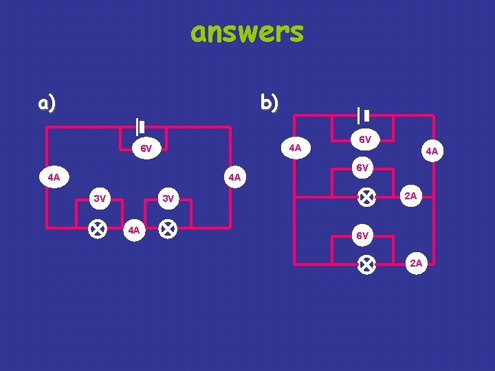 answers a) b) 4 A 6 V 4 A 4 A 3 V 6