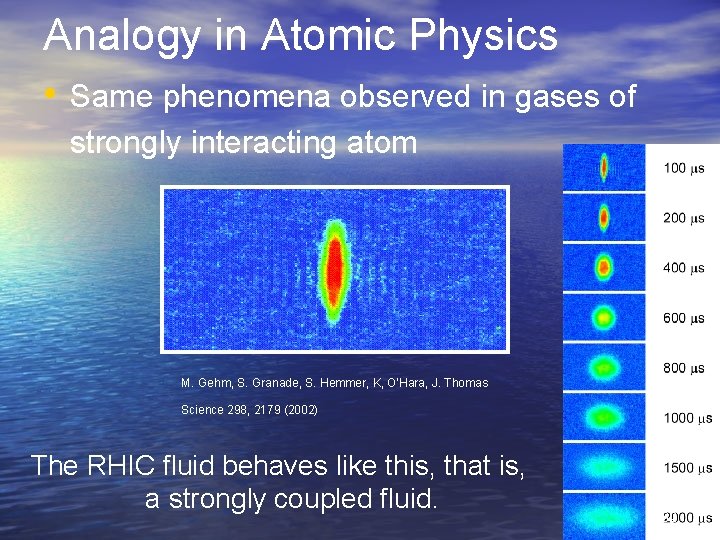 Analogy in Atomic Physics • Same phenomena observed in gases of strongly interacting atom