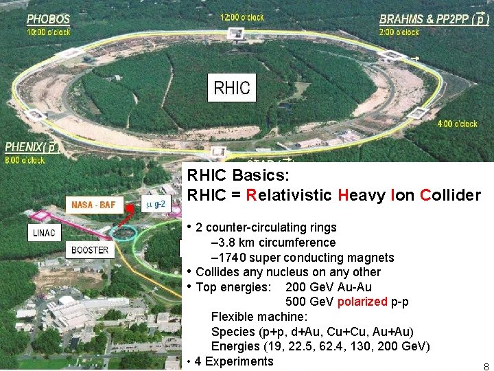 RHIC Basics: RHIC = Relativistic Heavy Ion Collider • 2 counter-circulating rings – 3.