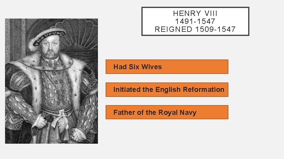 HENRY VIII 1491 -1547 REIGNED 1509 -1547 • Had Six Wives • Initiated the