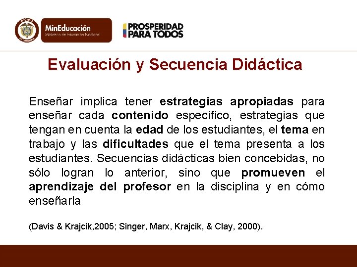 Evaluación y Secuencia Didáctica Enseñar implica tener estrategias apropiadas para enseñar cada contenido específico,